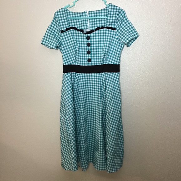Vintage Blue Plaid Dress - Picture 5 of 8